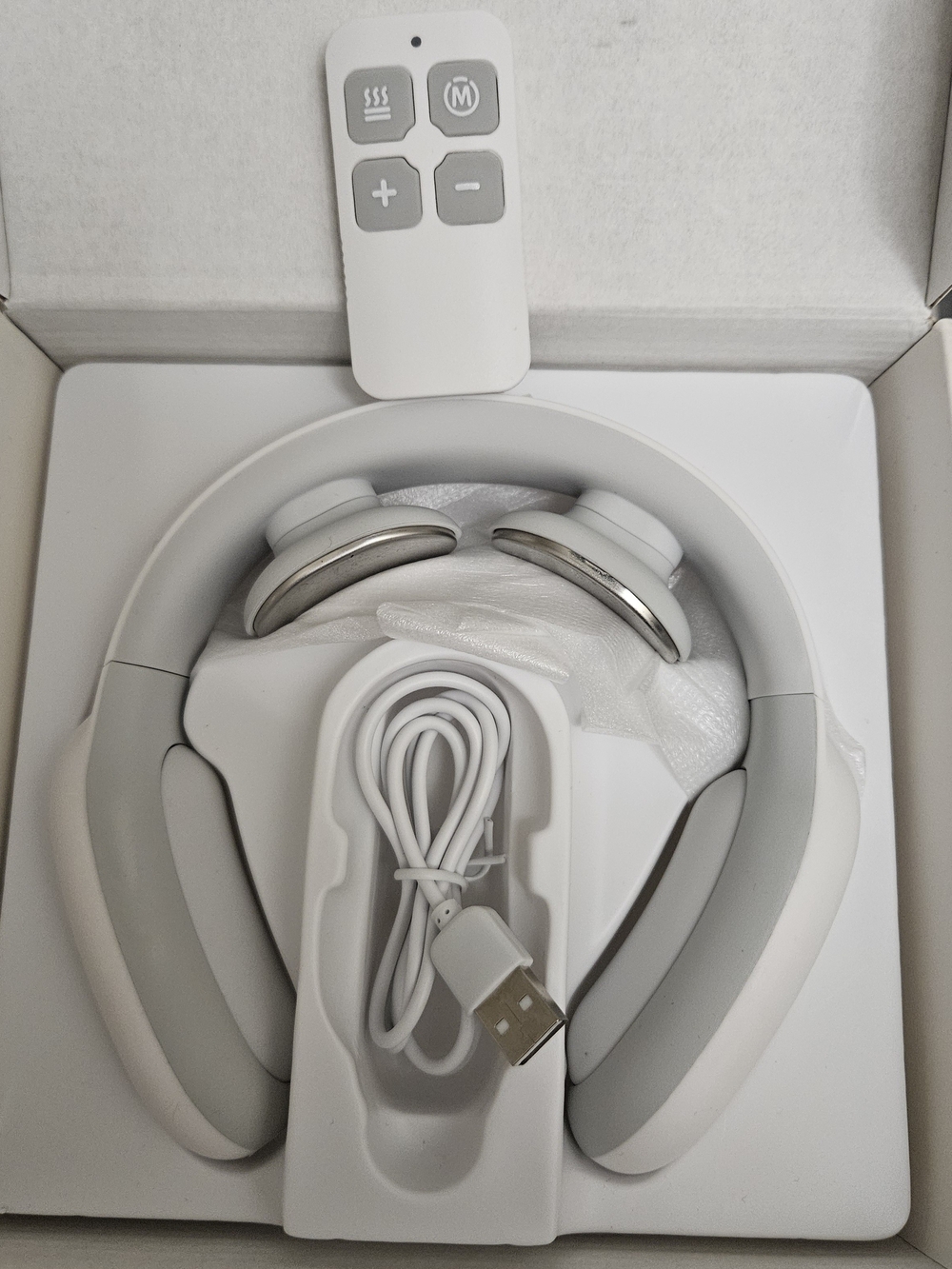 Portable White Neck Massager with Remote